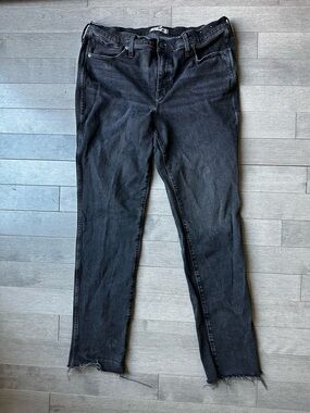 Women’s Madewell Black Distressed Midrise Stovepipe Jeans Streetwear 33